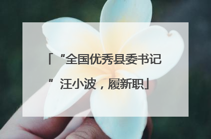 “全国优秀县委书记”汪小波，履新职