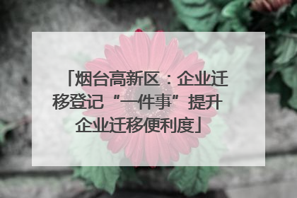 烟台高新区：企业迁移登记“一件事”提升企业迁移便利度