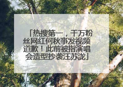 热搜第一，千万粉丝网红何秋亊发视频道歉！此前被指演唱会造型抄袭汪苏泷