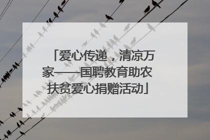 爱心传递，清凉万家——国聘教育助农扶贫爱心捐赠活动