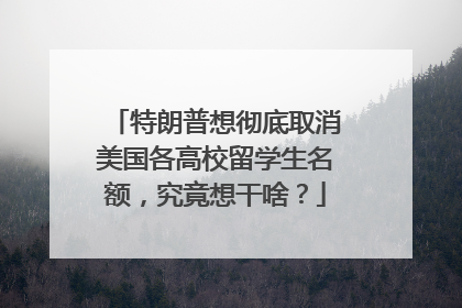 特朗普想彻底取消美国各高校留学生名额，究竟想干啥？