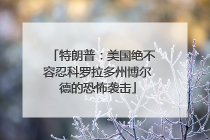 特朗普：美国绝不容忍科罗拉多州博尔德的恐怖袭击