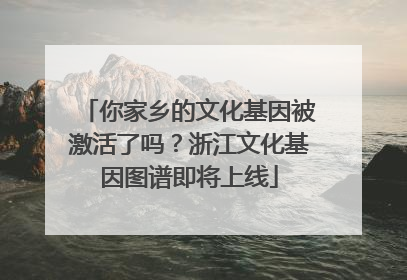你家乡的文化基因被激活了吗？浙江文化基因图谱即将上线