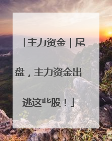 主力资金｜尾盘，主力资金出逃这些股！