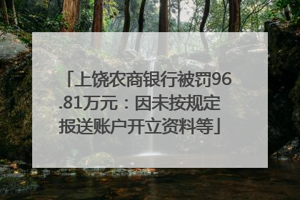 上饶农商银行被罚96.81万元：因未按规定报送账户开立资料等