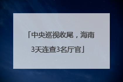 中央巡视收尾，海南3天连查3名厅官