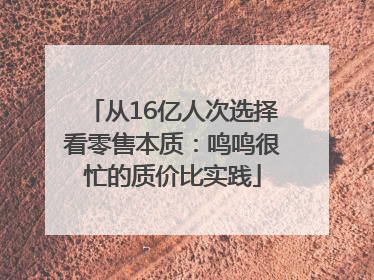从16亿人次选择看零售本质：鸣鸣很忙的质价比实践