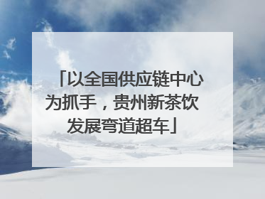 以全国供应链中心为抓手，贵州新茶饮发展弯道超车