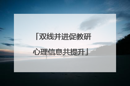 双线并进促教研 心理信息共提升