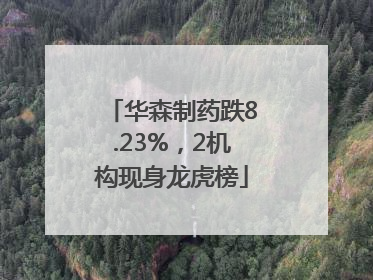 华森制药跌8.23%，2机构现身龙虎榜