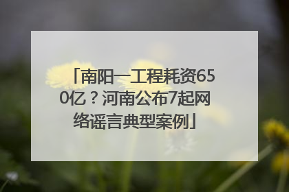 南阳一工程耗资650亿？河南公布7起网络谣言典型案例