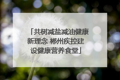 共树减盐减油健康新理念 郴州疾控建设健康营养食堂