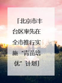 北京市丰台区率先在全市推行实施“青苗培优”计划
