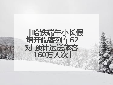哈铁端午小长假增开临客列车62对 预计运送旅客160万人次