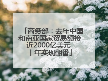 商务部：去年中国和南亚国家贸易额接近2000亿美元 十年实现翻番