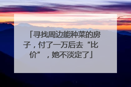 寻找周边能种菜的房子，付了一万后去“比价”，她不淡定了