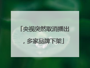 央视突然取消播出，多家品牌下架