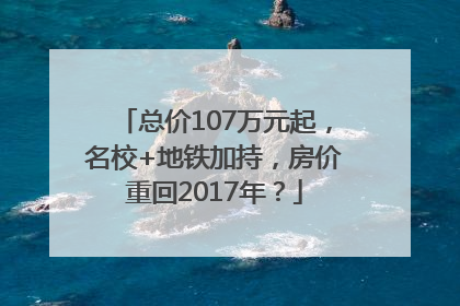 总价107万元起，名校+地铁加持，房价重回2017年？