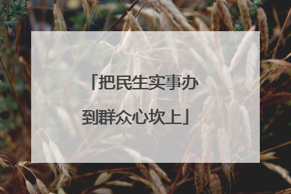 把民生实事办到群众心坎上