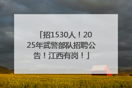 招1530人！2025年武警部队招聘公告！江西有岗！