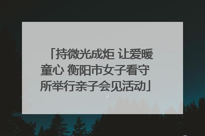 持微光成炬 让爱暖童心 衡阳市女子看守所举行亲子会见活动