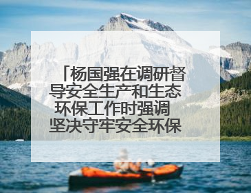 杨国强在调研督导安全生产和生态环保工作时强调 坚决守牢安全环保底线红线 为全市经济社会高质量发展提供坚强保障