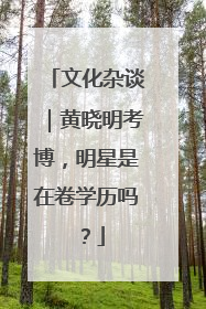 文化杂谈｜黄晓明考博，明星是在卷学历吗？