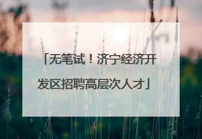 无笔试！济宁经济开发区招聘高层次人才