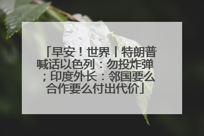 早安！世界丨特朗普喊话以色列：勿投炸弹；印度外长：邻国要么合作要么付出代价