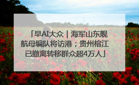 早AI大众｜海军山东舰航母编队将访港；贵州榕江已撤离转移群众超4万人