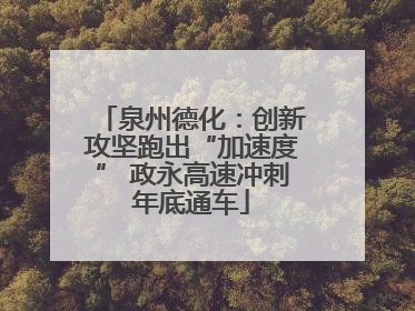 泉州德化：创新攻坚跑出“加速度” 政永高速冲刺年底通车