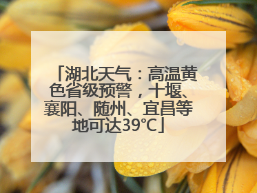 湖北天气：高温黄色省级预警，十堰、襄阳、随州、宜昌等地可达39℃