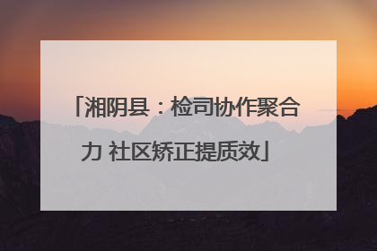 湘阴县：检司协作聚合力 社区矫正提质效