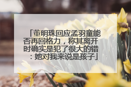 董明珠回应孟羽童能否再回格力，称其离开时确实是犯了很大的错：她对我来说是孩子