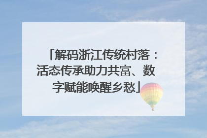 解码浙江传统村落：活态传承助力共富、数字赋能唤醒乡愁