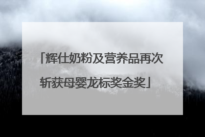 辉仕奶粉及营养品再次斩获母婴龙标奖金奖