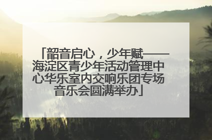 韶音启心，少年赋——海淀区青少年活动管理中心华乐室内交响乐团专场音乐会圆满举办