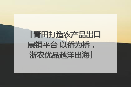 青田打造农产品出口展销平台 以侨为桥，浙农优品越洋出海
