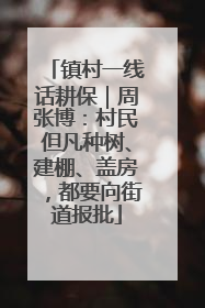 镇村一线话耕保｜周张博：村民但凡种树、建棚、盖房，都要向街道报批